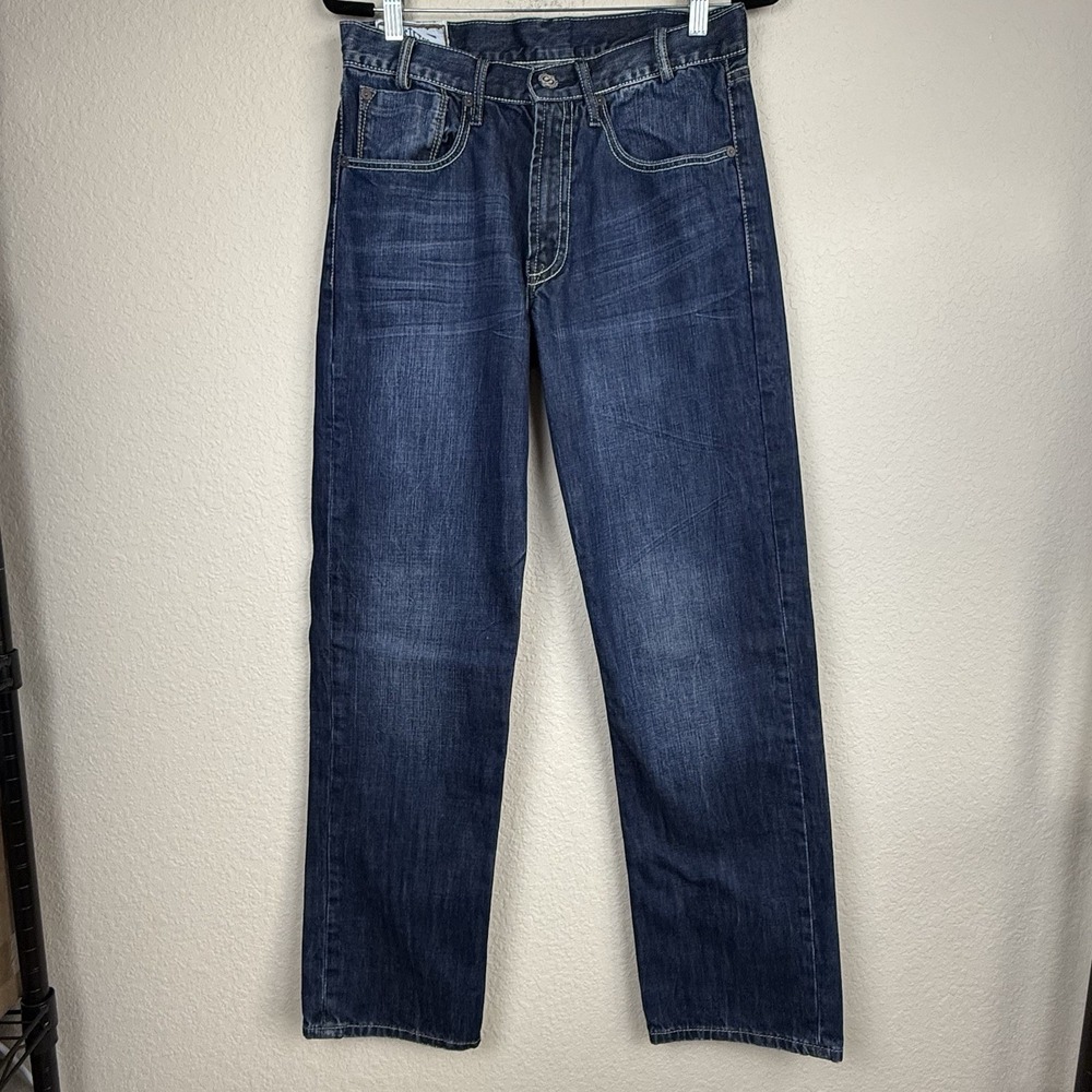 John B Stetson Modern Straight Leg Jeans Mens Sz 32x34 Blue Denim Western Cowboy
